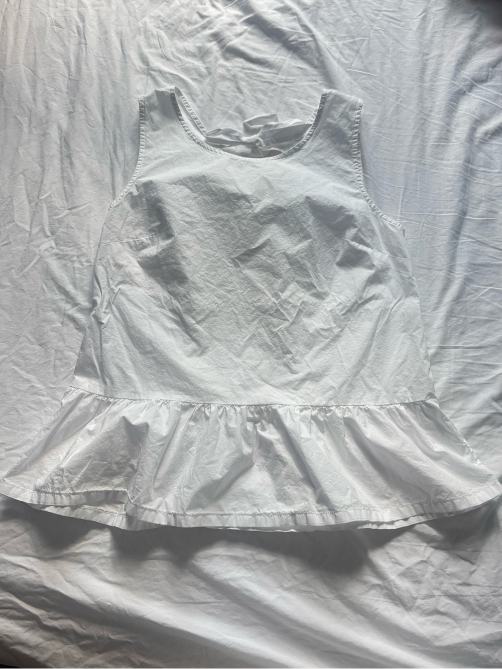 J. Crew White Bowback Peplum Blouse Tank